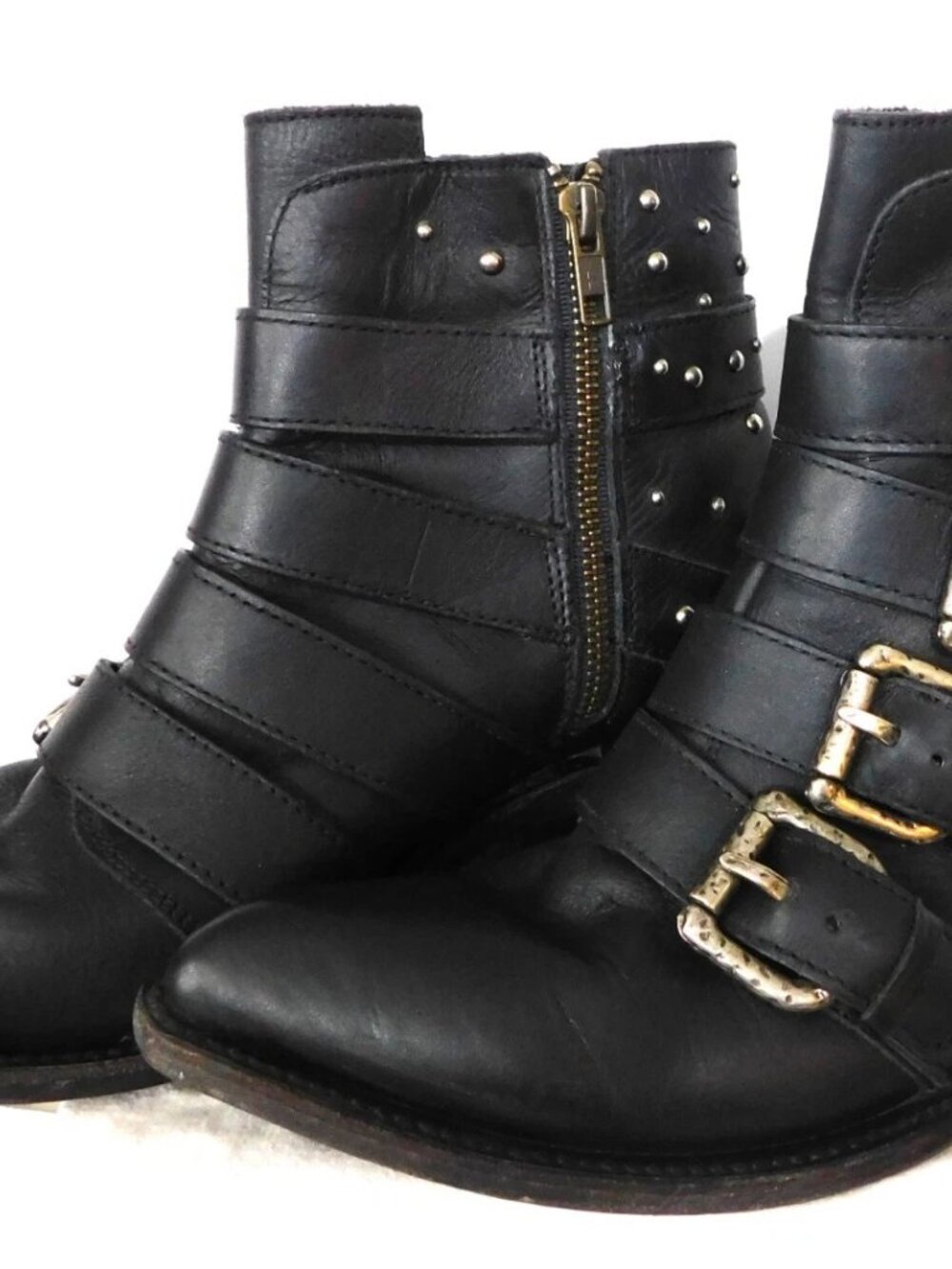 Liberty Black Women's Size 9 Cowboy/Rocker Booties/Short Boots Buckles & Studded